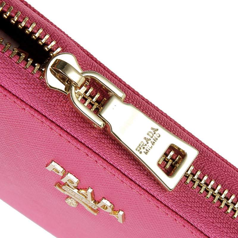Knockoff Prada Real Leather Wallet 1136 rose red - Click Image to Close